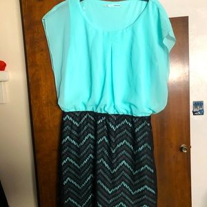 Turquoise and Black Dress
